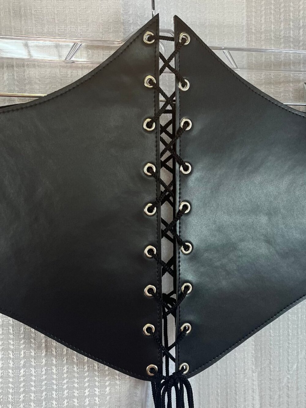 Black Faux Leather Lace-Up Underbust Corset Belt
